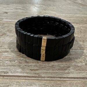 Roxanne Assoulin Black & Gold Stretch Bracelet, Set of 3